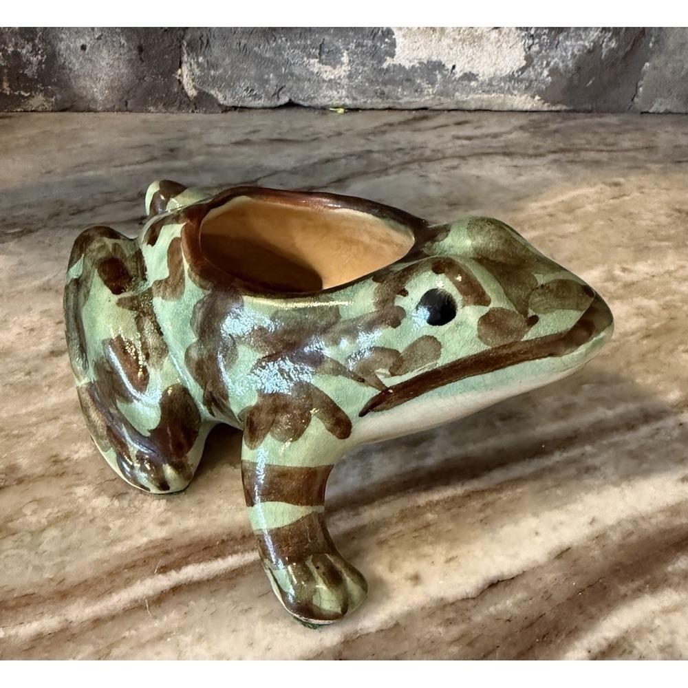 Vintage BRUSH McCOY POTTERY Arts Crafts FROG Garden Ornament PLANTER Figurine